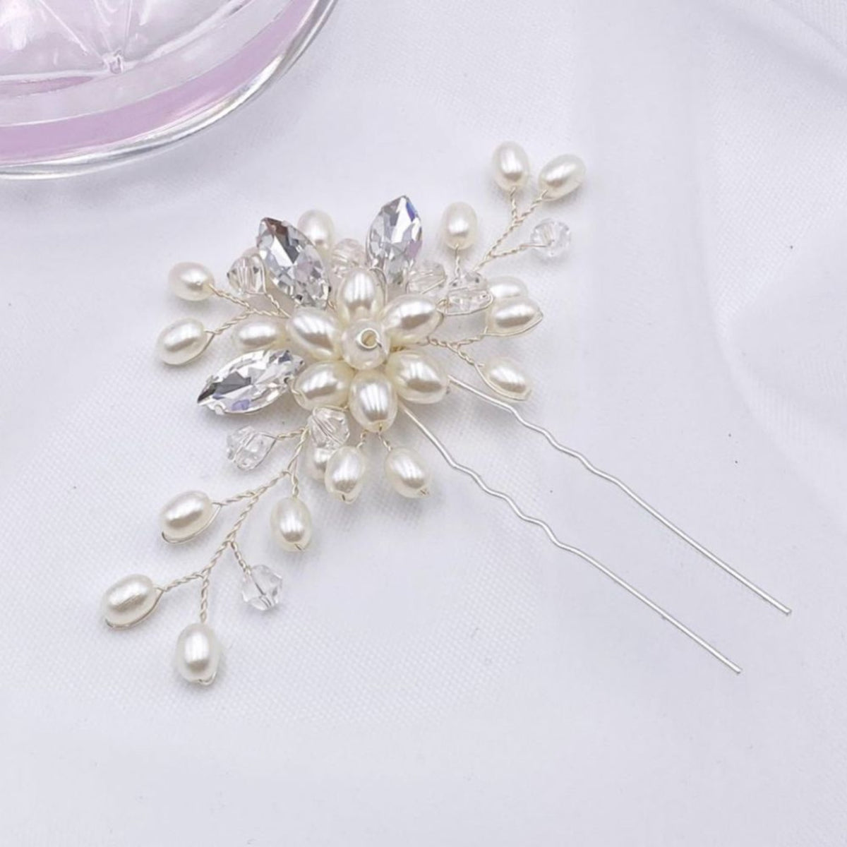 Spilla capelli perline e strass