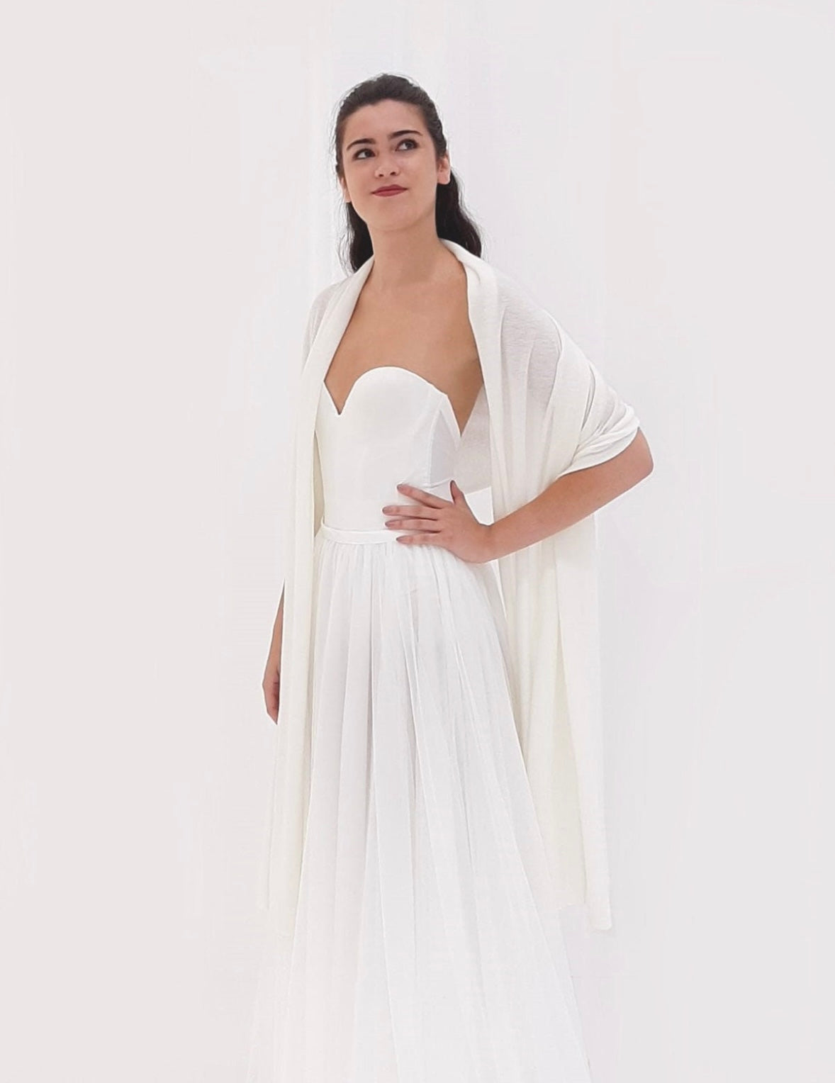 Stola sposa in cashmere avorio