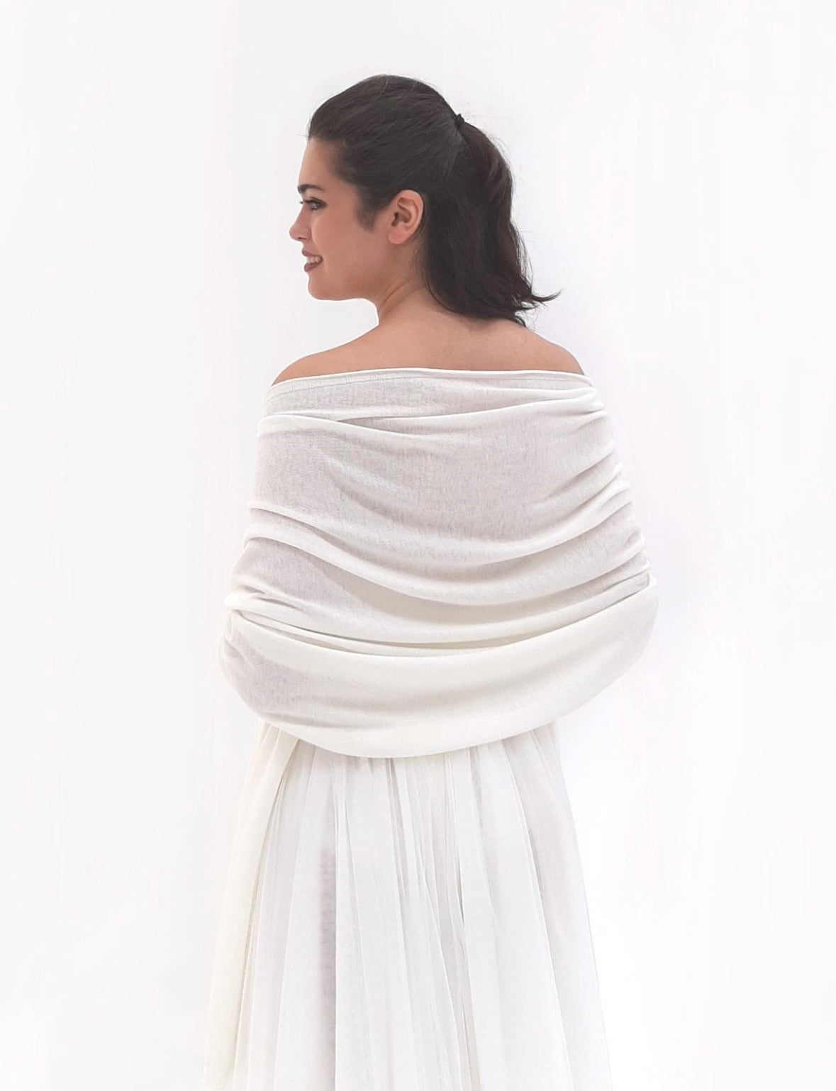Stola sposa in cashmere avorio